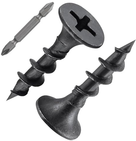 ORTAVA 200 tornillos para montaje rápido, M4 x 20 mm, fosfatados, rosca gruesa con punta de tornillo, tornillos para aglomerado con cabeza de trompeta y accionamiento en cruz, color negro