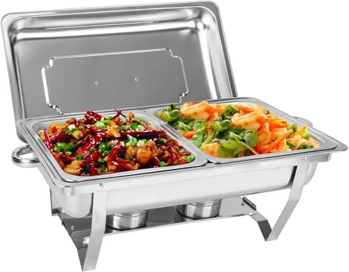 Genérico 9L Calientaplatos de Acero Inoxidable para Catering, Buffet y Fiestas – Chafing Dish, Calentador de Comidas, Termo para Alimentos para Eventos