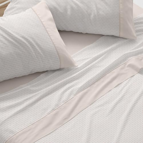 Burrito Blanco | Juego de sábanas | Cama de 135cm. (+Medidas Disponibles) | Diseño 541 | Color Arena (135x190/200cm.)