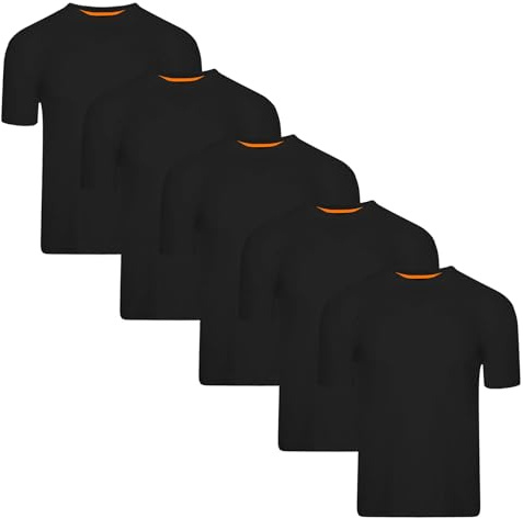 5 Pack Mens T Shirts - Black - KM265-2XL - 2 Extra Large