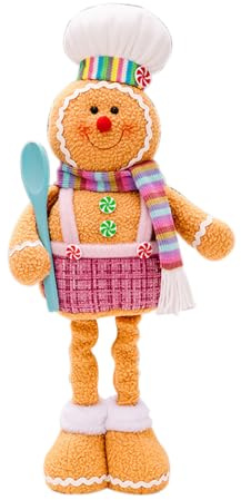 Gingerbread Decorations, Gingerbread House Decor, Adorable Washable Figurine Decor with Retractable Legs for Classroom Tiered Trays Kitchen Door Window Office Yard Home
