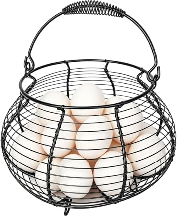 Cestino per uova di gallina, stile vintage, con manico, cestino per uova in fattoria, per cucina, picnic, fattoria, giardino, raccolta, Pasqua, Natale, frutta e verdura
