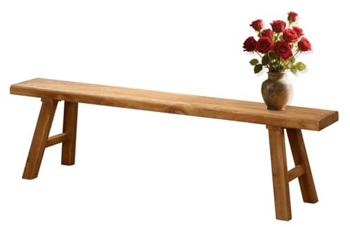 EYUIOPLM bondgårdsbänk, naturligt massivt trä lång träbänk, rustik entrébänk säte för vardagsrum kök matsal hall sovrum (80 x 26 x 45 cm)