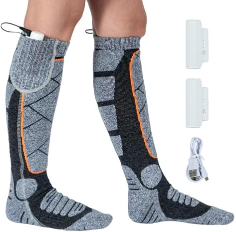 Chaussettes Chauffantes, 2200mah Chaussette Chauffante Hommes Femmes Rechargeables, 3 Niveaux De Chauffage, Jusqu'à 65 ℃ Chauffe Pied d'hiver pour Ski, Camping, Moto