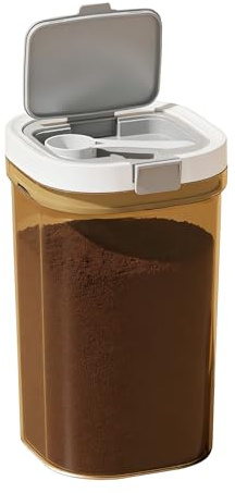 SZRUNZHU Airtight Coffee Canister-1800ml Sugar and Dry Food Container BPA Free with Spoon and Layered Storage for Grounds Coffee, Beans, Tea, Sugar, Flour, Cereal,Formula