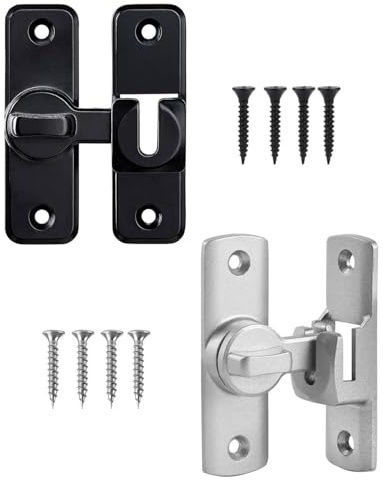 MOPZIJA 2Pcs Serratura per porta scorrevole, serratura scorrevole per porte scorrevoli, 90/180 gradi barra scorrevole serratura serratura serratura per giardino cucina finestra interni porte esterne