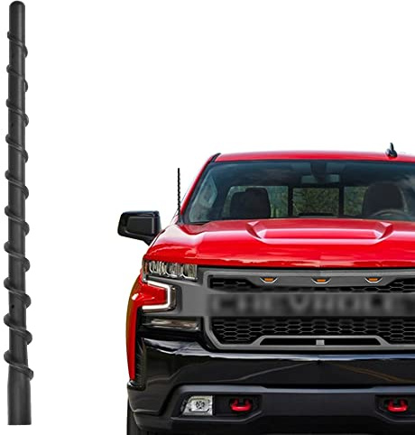 Car Wash Proof Antenna for Chevy Silverado and GMC Sierra Accessories (2009-2025) | 9 inch Spiral Direct Short Replacement Antenna (M7 Thread)