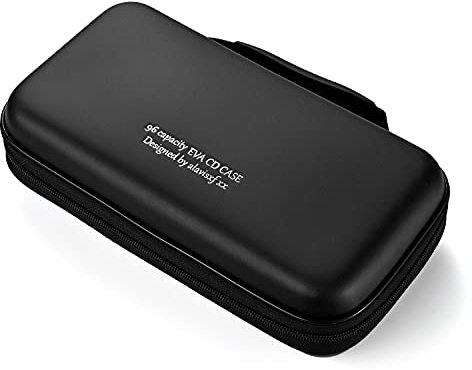 LIOVODE DVD Tasche,96 Kapazität Eva Material CD-Hülle Halter Lagerung Veranstalter Medien Halten Hartplastik Schutz Disc Brieftasche Speicher für Auto (96 Kapazität, Schwarz96)