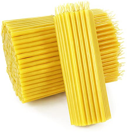 NKlaus - dünne gelbe Wachs Kerzen - Höhe 12,5cm - Altar- Ritualkerzen - Kirchenqualität (100Stück - ca. 280g) 36260