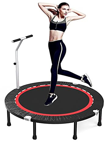 Trampolini 48 Trampolino per Il Fitness con Manico in Schiuma Regolabile, Adulti Indoor/Outdoor Workout Mini Rebounder, Carico Max 300kg