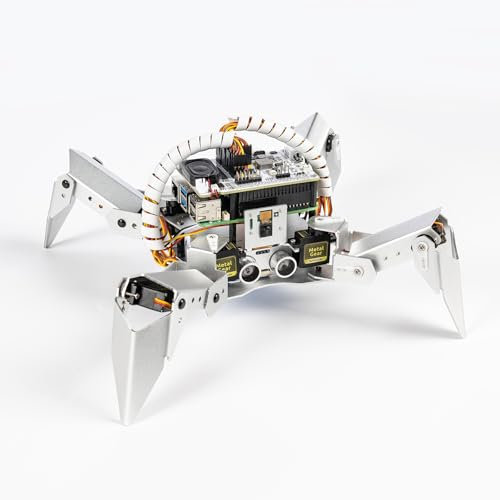 SUNFOUNDER PiCrawler AI Robot Kit für Raspberry Pi 5/4/3B+/3B/Zero 2W, ChatGPT-4o Enabled mit Sprachsteuerung & Videoerkennung, App-Steuerung, FPV, Kamera, Python&Scratch (RPi Nicht enthalten)