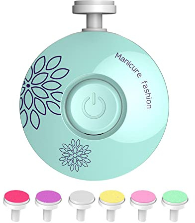Rosixehird Lime Coupe-Ongles pour bébé, Ensemble de manucure pour polisseur à Ongles électrique avec 6 têtes de meulage remplaçables, Ensemble de manucure Coupe-Ongles, kit de toilettage