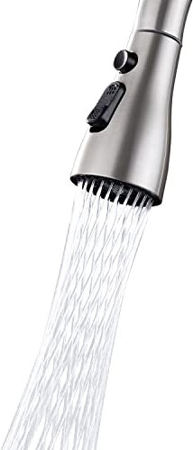 3 Funzione rubinetto cucina Testa a spruzzo, YUANNY Pull Out Testa di ricambio per soffione doccia 360 ° Girevole, rubinetto cucina doccetta estraibile, Nichel Spazzolato, Universal G 1/2