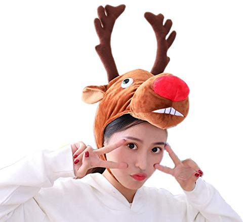 Christmas Reindeer Hat Elk Antlers Headband Costume Hair Hoop Headwear Accessories for Christmas Halloween Party Dress Up Home Cosplay Party Performance Costume Accessories Festival Gift Decorations