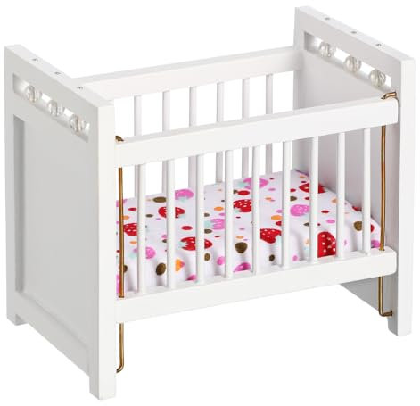 1pc Mini Crib Model Handmade Miniature Cradle Ornament for Dollhouse Decoration Compact and Portable for Boy Girl to Personalize Their Mini House