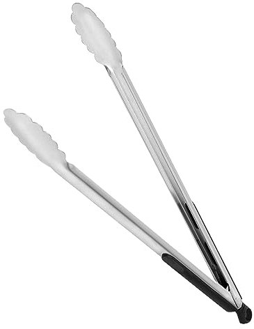 AMIG - Pinzas Barbacoa Fireplus - Acero Inoxidable - Mango Antideslizante - Resistente al Calor - Longitud 34,5 cm - Perfectas para Parrillas y Ahumadores