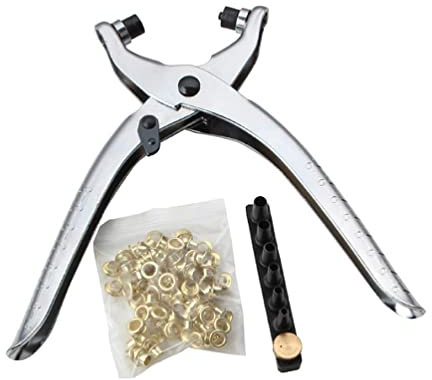 Abcsweet Langlebige Tüllen Ösenzange für 2 mm bis 4,5 mm Löcher, Ösen, robustes Tüllen Ösenzangen Werkzeug, Locherzange aus Nickel Chrom legiertem Stahl mit Silberfarbenem Legierungsstahlgriff