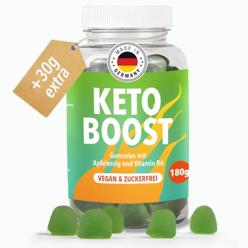 KETO Boost Gummies | Keto Gummibärchen zum abnehmen | Zuckerfrei + Vegan | Made in Germany | Mit Chrom, Vitamin B6 und B12 | Keto Fruchtgummis 60 Stück (1er Pack) - Frauen/Männer