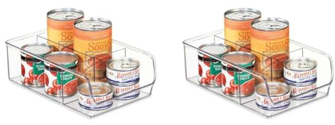 iDesign Storage Box with 3 Compartments, Large Plastic Kitchen Organiser for Fridge and Pantry, Fridge Storage Bin for Food, Drinks and Condiments, Clear (Pack of 2)