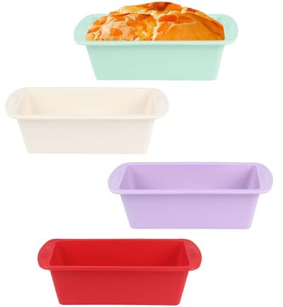 BEIBXHQQ 4 Pieces Baking Molds, Baking Bread Tins, Silicone Molds for Air Fryer, Baking Tools, Bread Baking Box, Bakeware Set, Bread Making Accessories for Cakes, Toast, Bread