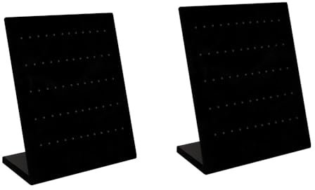 Acrylic Ohrringständer, 2 Stück, schwarz, Samt, Schmuckständer für Ohrringe mit 60 Fächern (30 Paar), Ohrringhalter in L-Form zum Präsentieren und Aufhängen von Ohrringen, Schmuckständer