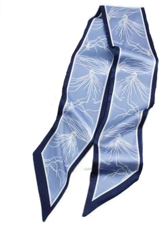 GIMIRO Sciarpa in seta satinata, 148 x 13,5 cm, cravatta a doppio strato, per blazer, cappotto, abito, 32# Pattern-D Blue, 148cm x 13,5cm