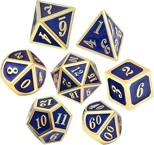 ORUZA DND Lot de 7 dés polyédriques en métal D&D pour jeux de rôle Donjons et Dragons, RPG, MTG, Pathfinder, jeux de rôle