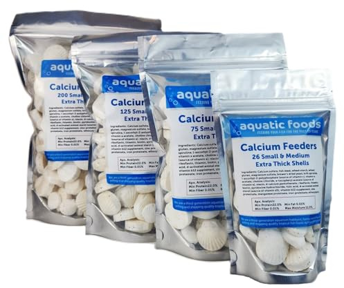 Aquatic Foods Inc. Calcium Feeder Small & Medium Shells. Extra Thick Shells for Shrimp, Snails, Crabs, Crayfish, Hermit Crabs and All Tropical Fish. 4oz …26 Count Bag