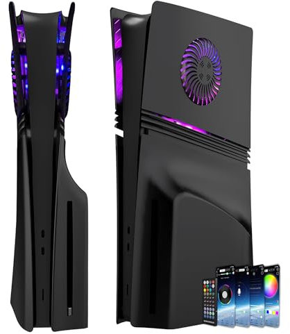 Faceplate for P5 Pro Disc Edition with RGB Light Strip and Dust Filter with Cooling Vents DOBEWINGDELOU 400+ Effects LED Light Ring Console Face Plate Cover DIY Decoration Kit Accessories Black
