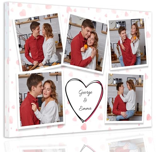 MAX SOLUTIONS Anpassat collage kanvas väggkonst heminredning personliga gåvor multifoto anpassat tryck familjeporträtt årsdag minnessak (design 13, 30 x 45 cm)
