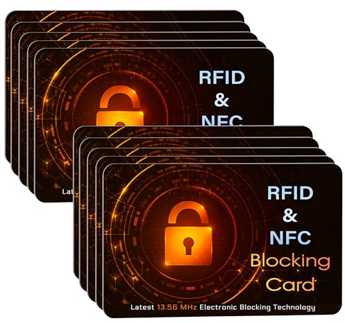 SaiTech IT 10 PK RFID Blocking Cards Protect Your Entire Wallet, Purse, and Cards from NFC Contactless Theft Wallet for Men & Women - Orange Black (10 Pack SL)