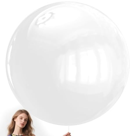 Gleemix 50cm Bobo Luftballons, 5 Stück Runde Luftballons Weiß, Ballongas Helium, Kristall Blase Klar Ballons, Bobo Bubble Ballons für Hochzeit Deko Geburtstag Dekoration