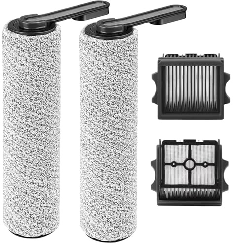 【Only S5 Combo】Roller Brush Replacement and Vacuum Filter Kit Compatible only with Tineco Floor ONE S5 Combo Cordless Wet Dry Vacuum Cleaner, 2 Brush Rollers + 2 Vacuum HEPA Filters