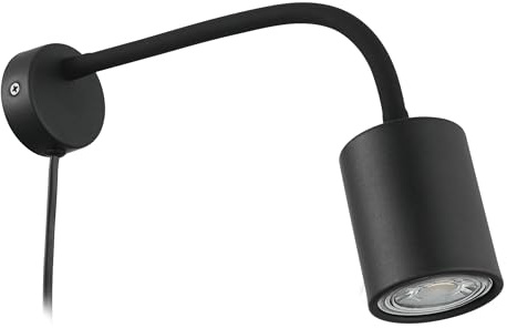 EGLO LED vägglampa Portella, vridbar inomhus | väggspot för sovrum och kontor, läslampa i svart metall, varmvit