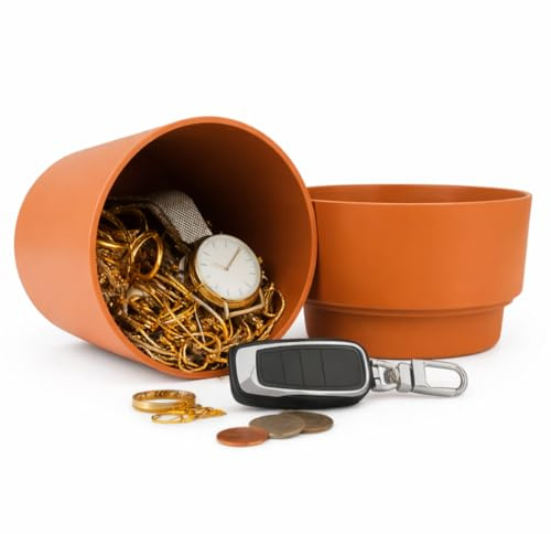 Macetero para ocultar objetos y dinero, Caja fuerte camufladas en maceta decorativa, caja seguridad oculta con compartimento secreto, caja escondite ideal para llaves y objetos de valor