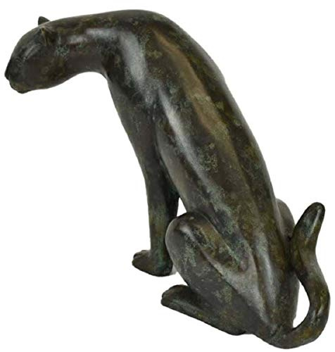 lyxig bronsfigur gepard svart/grön 20 x 33 x H. 22 cm - Bronsskulptur - Dekorationsfigur - Lyxig dekoration Tillbehör