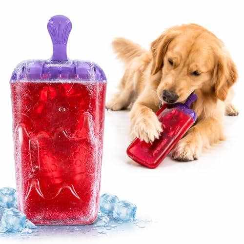 Flamingo Jouet Chien - Glace Wael Rouge - 15,5 cm - TPR résistant - à remplir d’Eau et congeler - Effet rafraîchissant avec Son crépitant