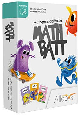 ALLEOVS® Math-Batt Mathematik - Lernspiel für Kinder ab 7 Jahren - Einmaleins Spiel mit 90 Lernkarten - Kartenspiel für die ganze Familie - Kinderspiel für das 1x1 lernen