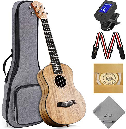 Tenor Ukulele Ranch 26 inch Professional Learn to Play Beginner ukelele with Free Online 12 Lessons ukalalee Starter Instrument Kit Bundle Gig bag&Tuner&Strap&Aquila String Set - Matte