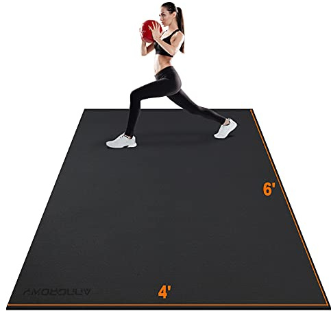 anngrowy Large Exercise Mat 6'x4'x7mm Workout Mats for Home Gym Mats Gym Flooring Rubber Workout Mat Fitness Mat Large Yoga Mat Cardio for Weightlifting, Jump Rope, MMA, Stretch, Pilates, Non-Slip