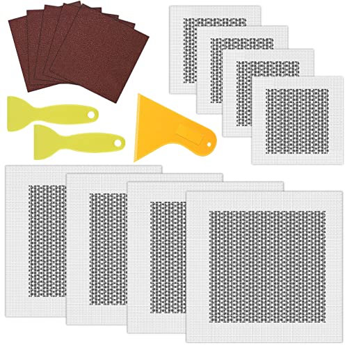 Drado Herramienta de Reparación de Pared: Herramientas de Reparación de Pantalla de Pared, 8 Hojas de Yeso, 3 Raspadores de Plástico Verde, 5 Papeles de Lija