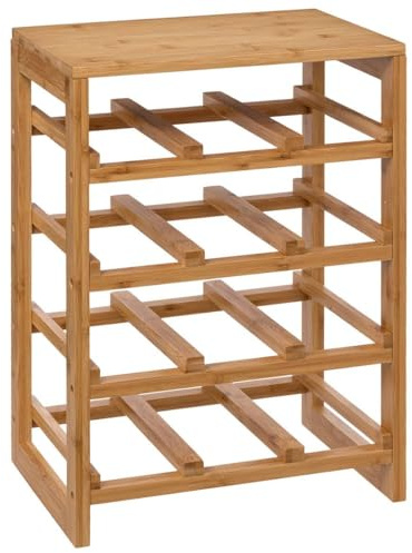 5five - Linha Flaschenregal - Bambus, 12 Flaschen, 4 Ebenen, B 35 x T 24 x H 47 cm - Freistehendes Weinregal für Küche, Keller, Wohnzimmer