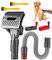 Groom Hundebürste für Dyson Staubsauger Adapter für Dyson V15 V12 V11 V10 V8 V7,Hund Tierhaarbürste Aufsatz mit 1 Verlängerungs Schlauch,1 Adapter,2 Organizer auslösen,2 Bürsten