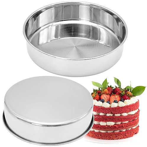 Bakiauli 2 Pièces Moule Gateau Rond, Moule à Manqué Moule 20 cm en Acier Inoxydable pour Layer Cake Panettone Génoise Molly Cake Brioche