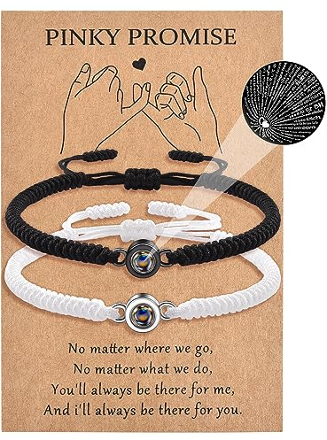 MANVEN Couple Bracelets Couple Gifts 100 Languages I Love You Bracelets Valentines Day Birthday Christmas Anniversary Matching Couple Gift for Him Her Boyfriend Girlfriend Promise