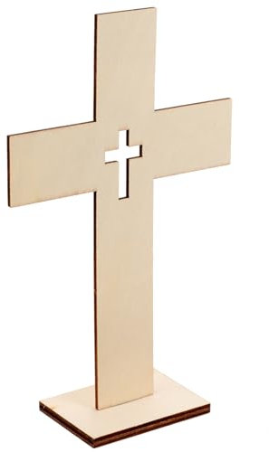 TEHAUX Wohnkultur Holzkreuz Katholische Holzkreuze 10 Stück Taufaufsätze Geschnitztes Holzkreuz Kruzifix Wandkreuz Kommunion Stehendes Kreuz Zum Basteln DIY-Verzierung