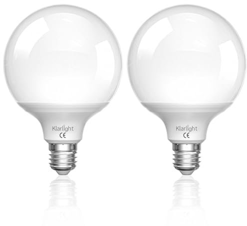 Klarlight 15W G95 LED Filament Leuchtmittel Globe, E27 Edison Glühbirne, 15W Entspricht 100W, Kaltweiß 6000K, 1500 Lumen, für Zuhause Büro Badezimmer Kosmetikspiegel, Nicht Dimmbar, 2 Stück