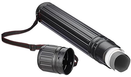 Relaxdays Posterrolle ausziehbar, Transport von Postern & Zeichnungen, Tragegurt, 64-107cm, Teleskopposterrolle, schwarz