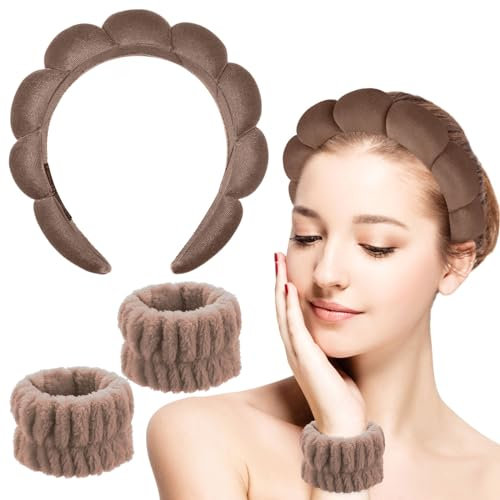 Sibba Schwamm-Stirnband-Set für Frauen und Mädchen, Hautpflege, Make-up, Entfernung, Spa, Yoga, Sport, Dusche, Frottee, Haarband