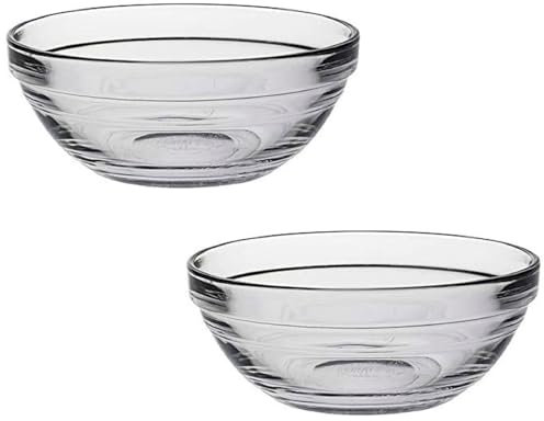 Acan Tradineur - Pack de 2 cuencos redondos de vidrio, modelo Lys, bol para mezclar, ensaladera apilable, apto para microondas y lavavajillas, cocina - 20 x 8 cm